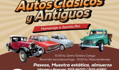 COLONIA CAROYA : CARAVANA DE AUTOS ANTIGUOS Y CLÁSICOS “HOMENAJE A JACINTO RUI
