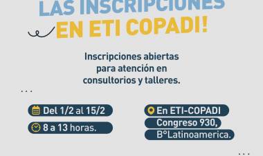 JESUS MARIA: comenzaron las inscripciones para atenciones y talleres en el ETI COPADI