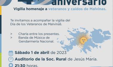 #JesusMaría : Vigilia en homenaje a los Veteranos y Caídos en Malvinas
