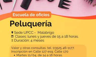 #ColoniaCaroya : Se dictará un curso de peluquería en la UPCC - Sede Malabrigo
