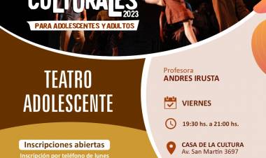 #ColoniaCaroya : Inscripciones abiertas para Talleres Culturales
