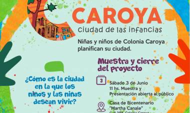 #ColoniaCaroya : Presentarán los resultados del Programa "Caroya, ciudad de las Infancias"