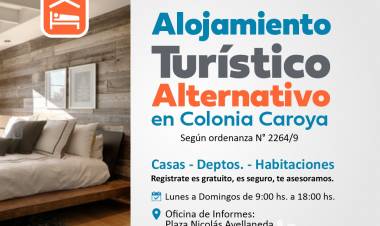 #ColoniaCaroya : Inscripción para Alojamientos Turísticos Alternativos