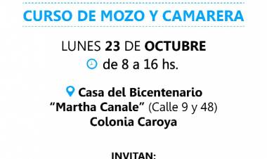 #ColoniaCaroya : CURSO DE CAPACITACIÓN A MOZOS Y CAMARERAS