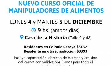 #ColoniaCaroya : Nuevo curso para manipuladores de alimentos