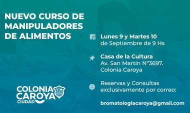 #ColoniaCaroya : NUEVO CURSO PARA MANIPULADORES DE ALIMENTOS