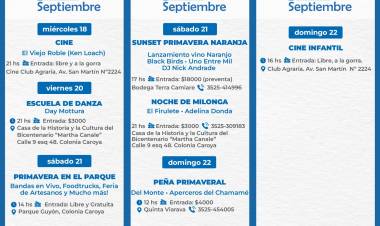 #ColoniaCaroya : Agenda de actividades