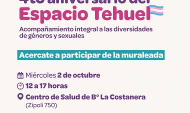 #JesusMaria : Muraleada por el cuarto aniversario del Espacio Tehuel