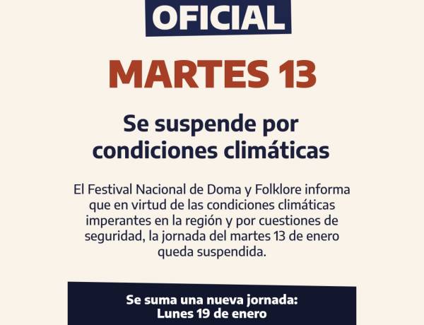 #JMmodoFestival - Dia Martes 13 suspendido por lluvias