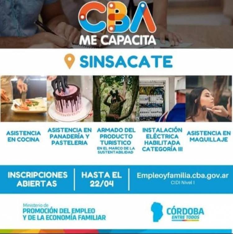 SINSACATE :  ULTIMO DIA DE INSCRIPCION CBA ME CAPACITA 