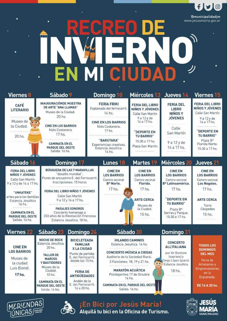 JESÚS MARÍA: AGENDA DE ACTIVIDADES PARA ESTE INVIERNO