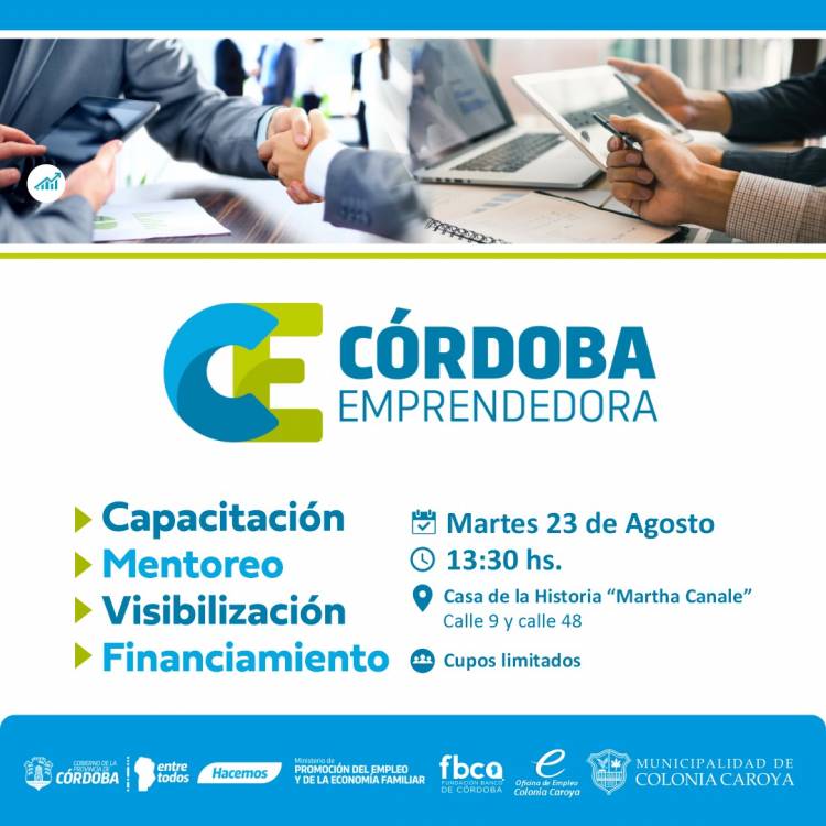 COLONIA CAROYA: PRESENTAN ELPROGRAMA “CÓRDOBA EMPRENDEDORA”