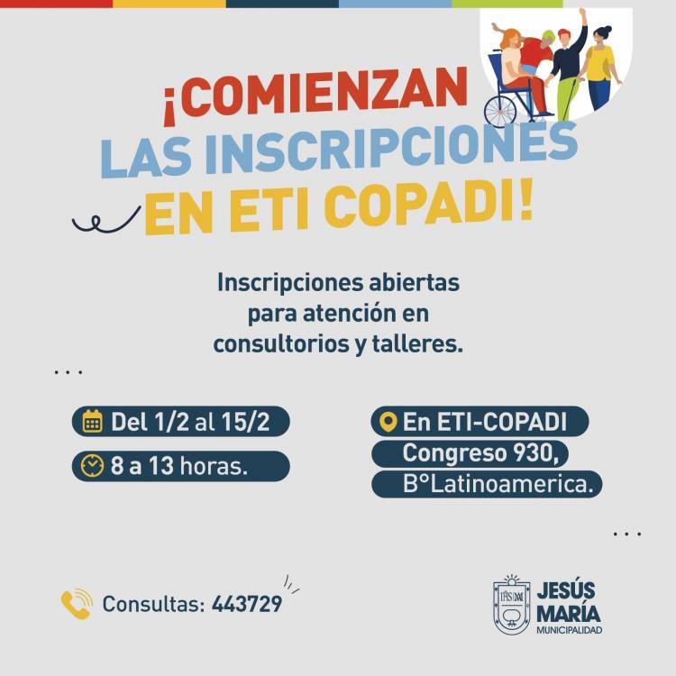 JESUS MARIA: comenzaron las inscripciones para atenciones y talleres en el ETI COPADI