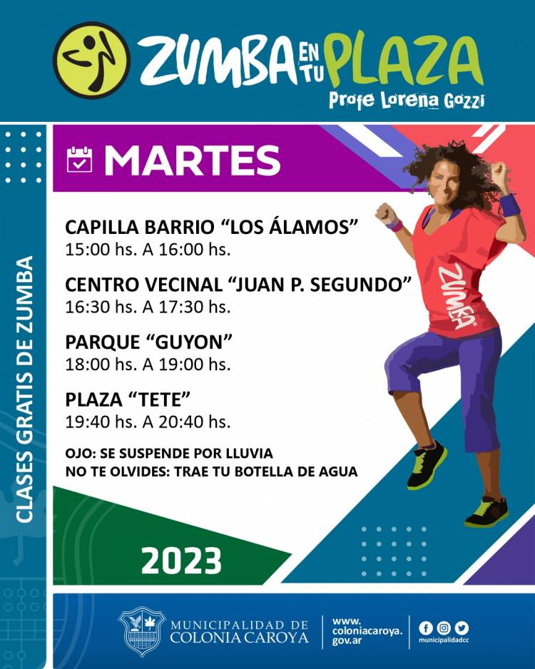 #ColoniaCaroya : COMIENZAN LAS CLASES GRATUITAS DE ZUMBA