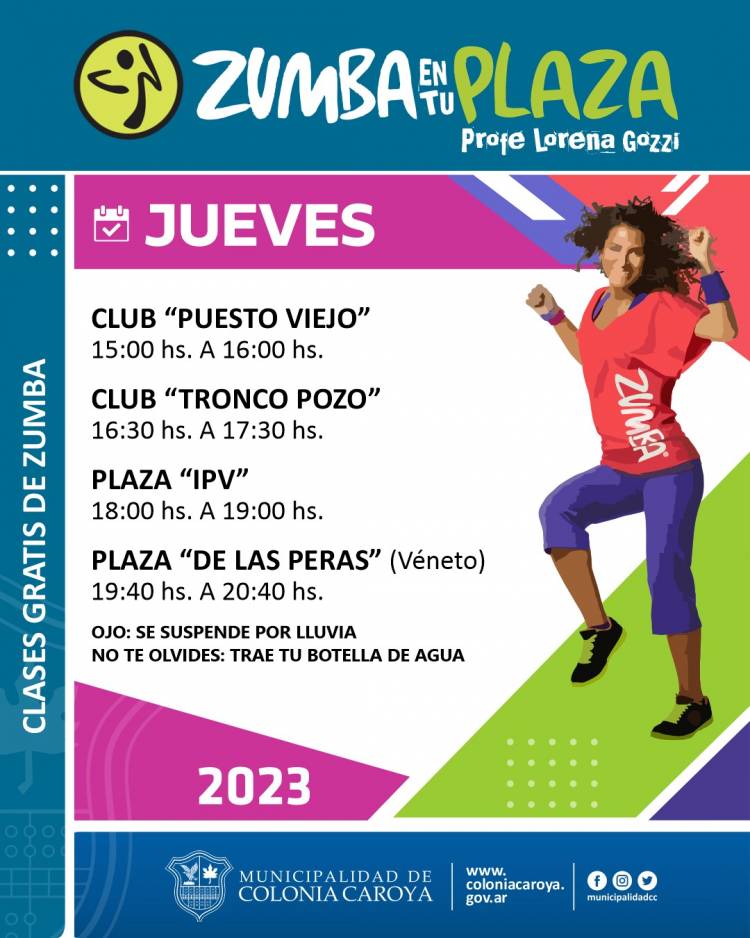 #ColoniaCaroya : COMIENZAN LAS CLASES GRATUITAS DE ZUMBA