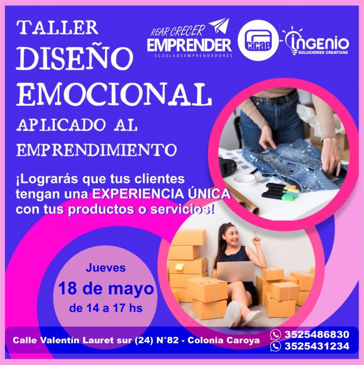 #ColoniaCaroya : Se realizará un "Taller de Diseño Emocional" para Emprendedores