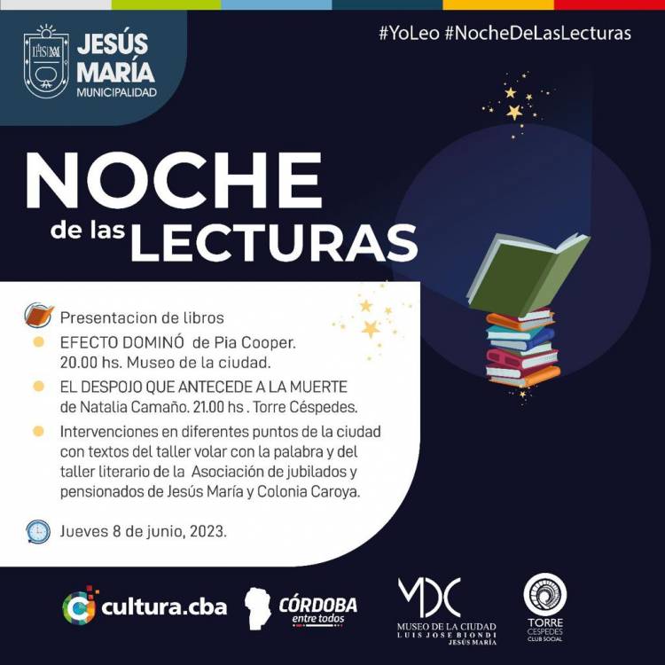#JesusMaria : Se suma a "La Noche de las lecturas" con presentaciones de libros