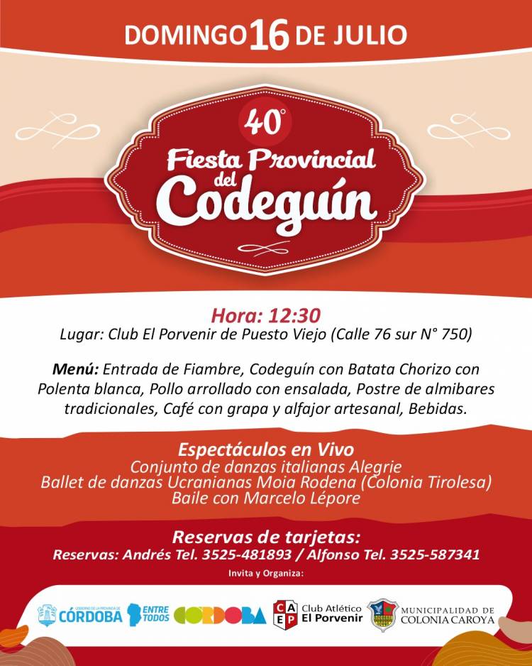 #ColoniaCaroya : 40° Edición de la Fiesta Provincial del Codeguín