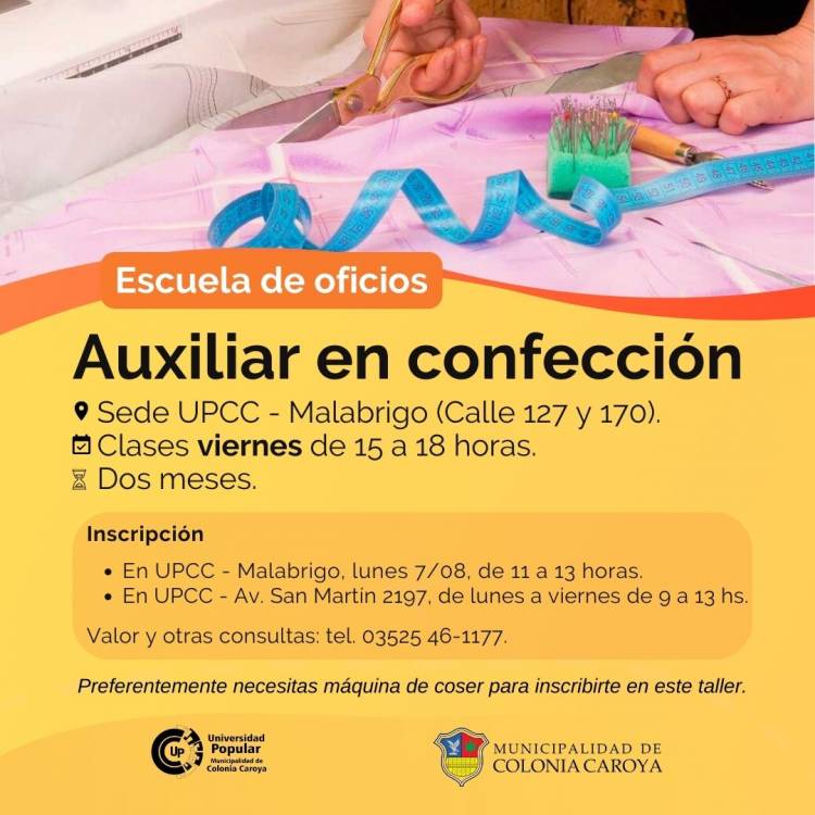 #ColoniaCaroya : Inscripciones abiertas para el curso - taller en la UPCC