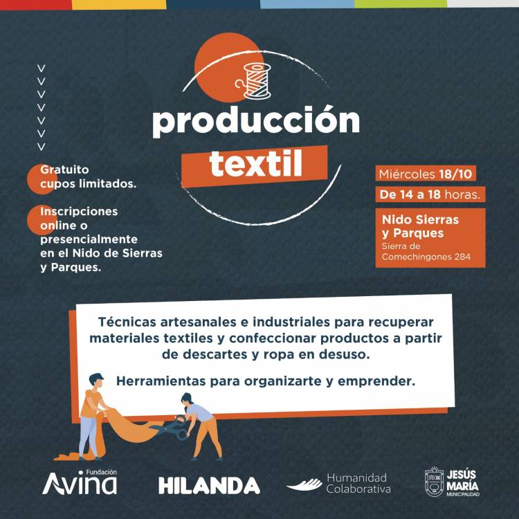 #JesusMaria : Se ofrecerá una capacitación en producción textil