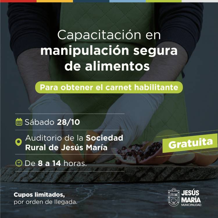 #JesusMaria : Nueva capacitación presencial en Manipulación de Alimentos 