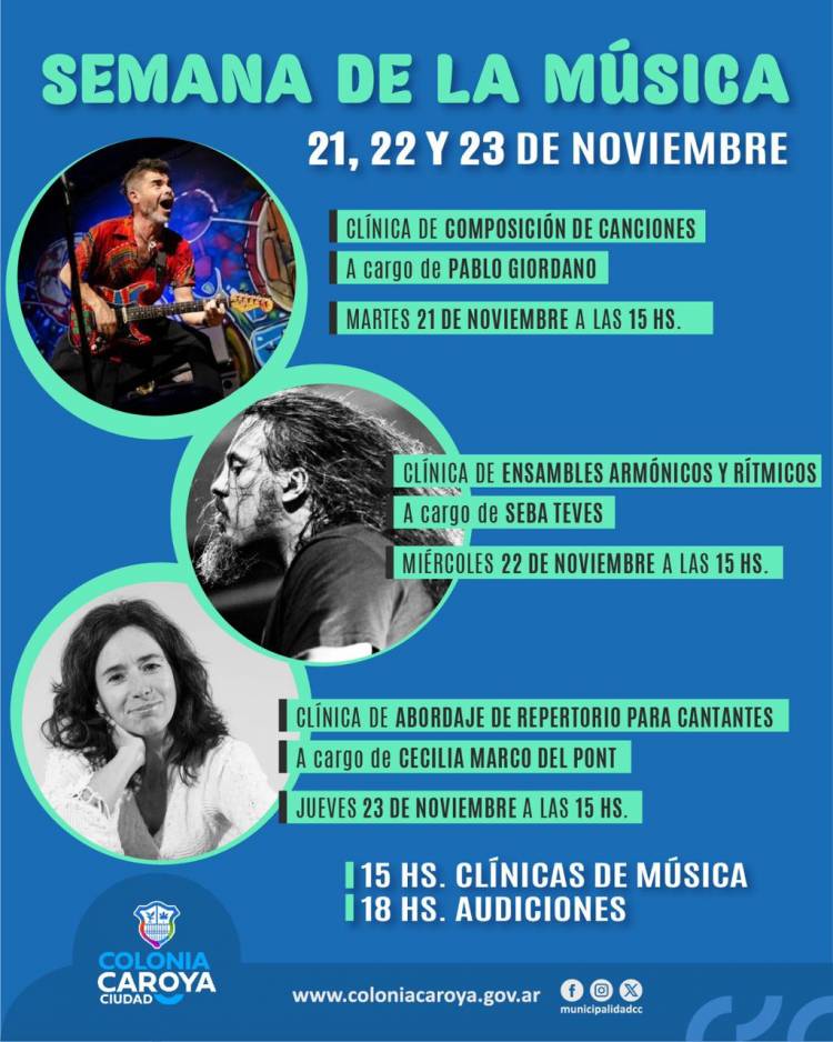 #ColoniaCaroya : CLÍNICAS Y AUDICIONES EN LA SEMANA DE LA MÚSICA