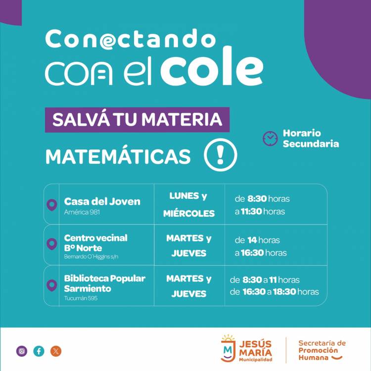 #JesusMaria : "Conectando con el cole", clases de apoyo para estudiantes secundarios