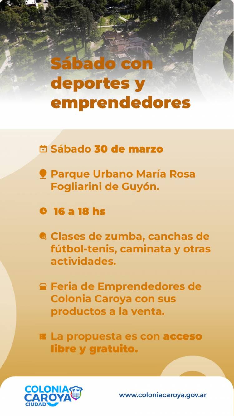 #ColoniaCaroya : Sábado con deportes y emprendedores