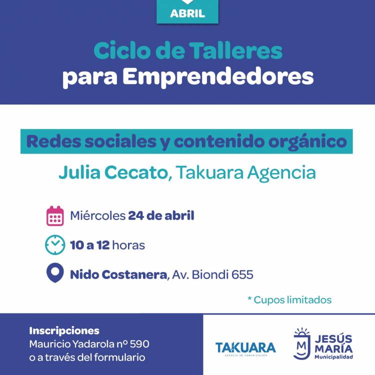 #JesusMaria : Capacitaciones gratuitas para emprendedores