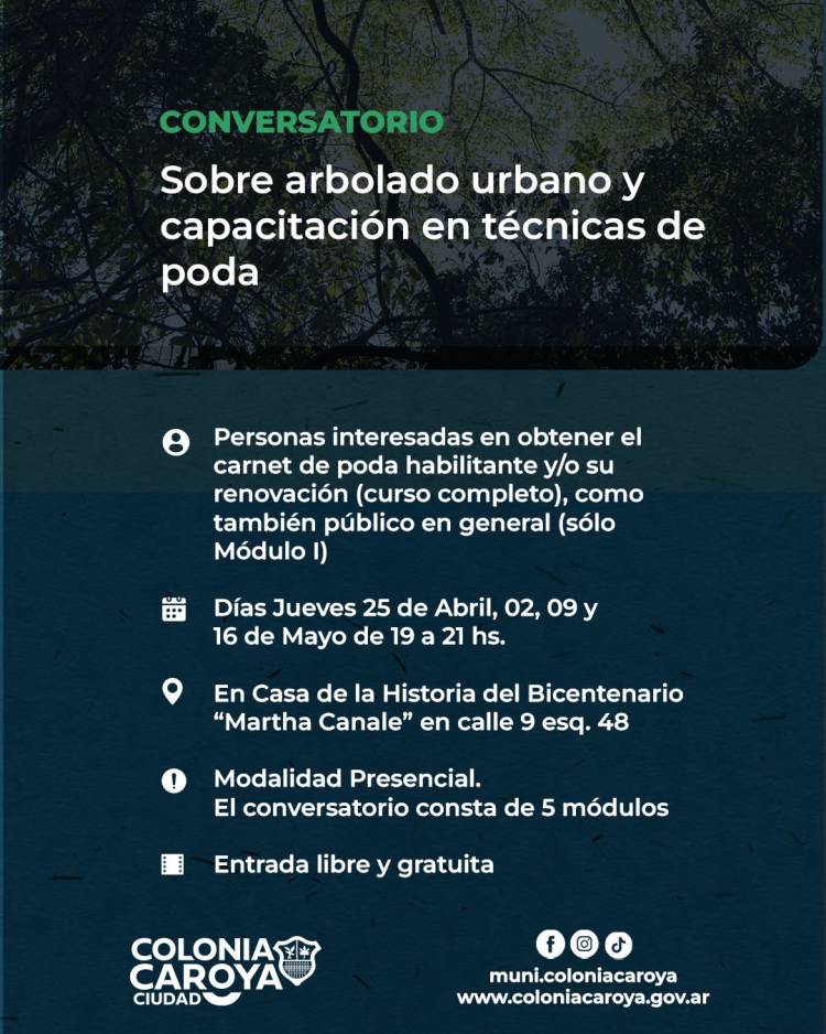 #ColoniaCaroya : CONVERSATORIO Y CAPACITACIÓN SOBRE ARBOLADO