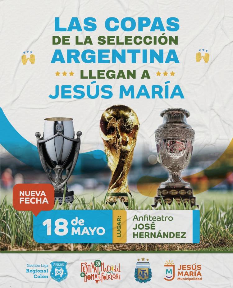 #JesusMaria : Las Copas de la Scaloneta llegan a la ciudad