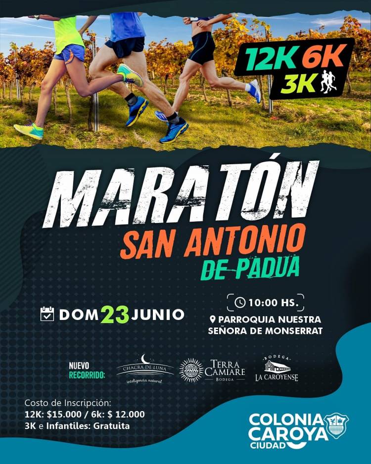 #ColoniaCaroya : La Maratón San Antonio de Padua será por los viñedos