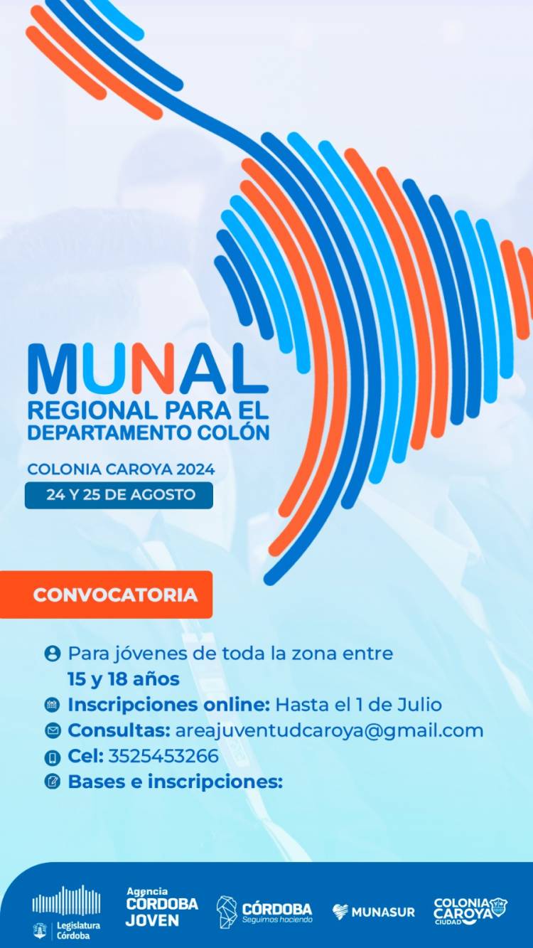#ColoniaCaroya : Se extienden las inscripciones para MUNAL Regional