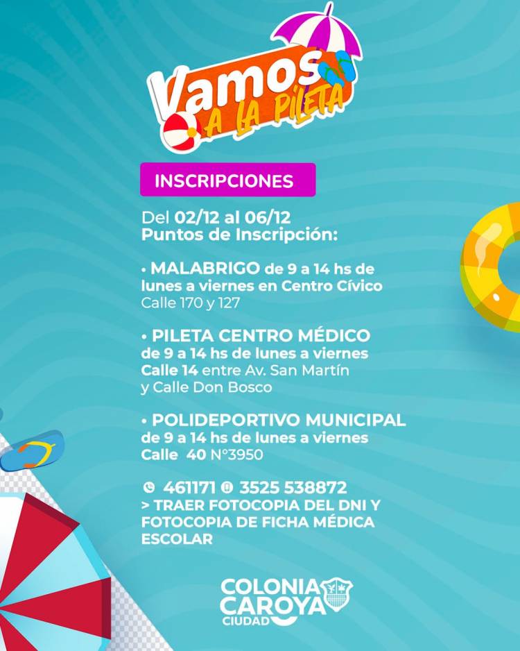 #ColoniaCaroya : Inscripciones para la Escuela de Verano