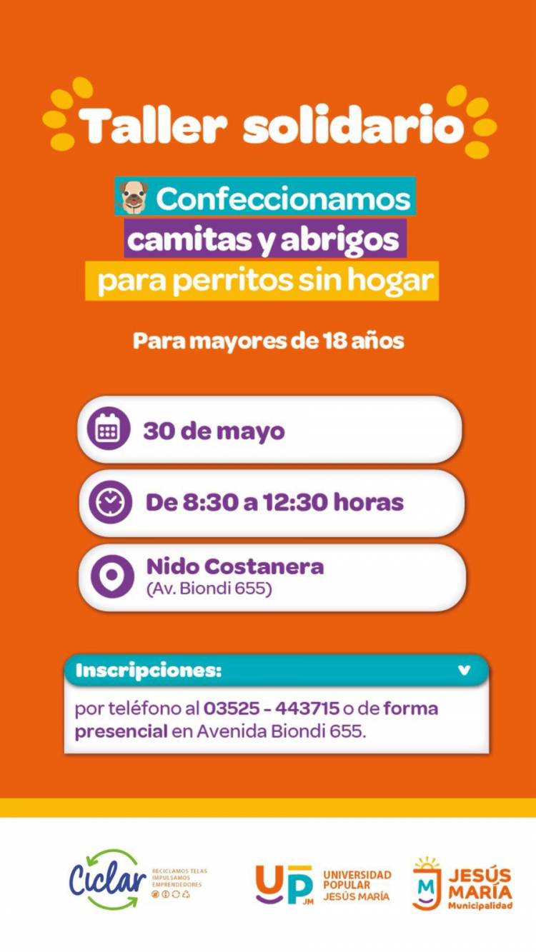 #JesusMaría: Taller solidario: camitas y abrigos para perritos sin hogar