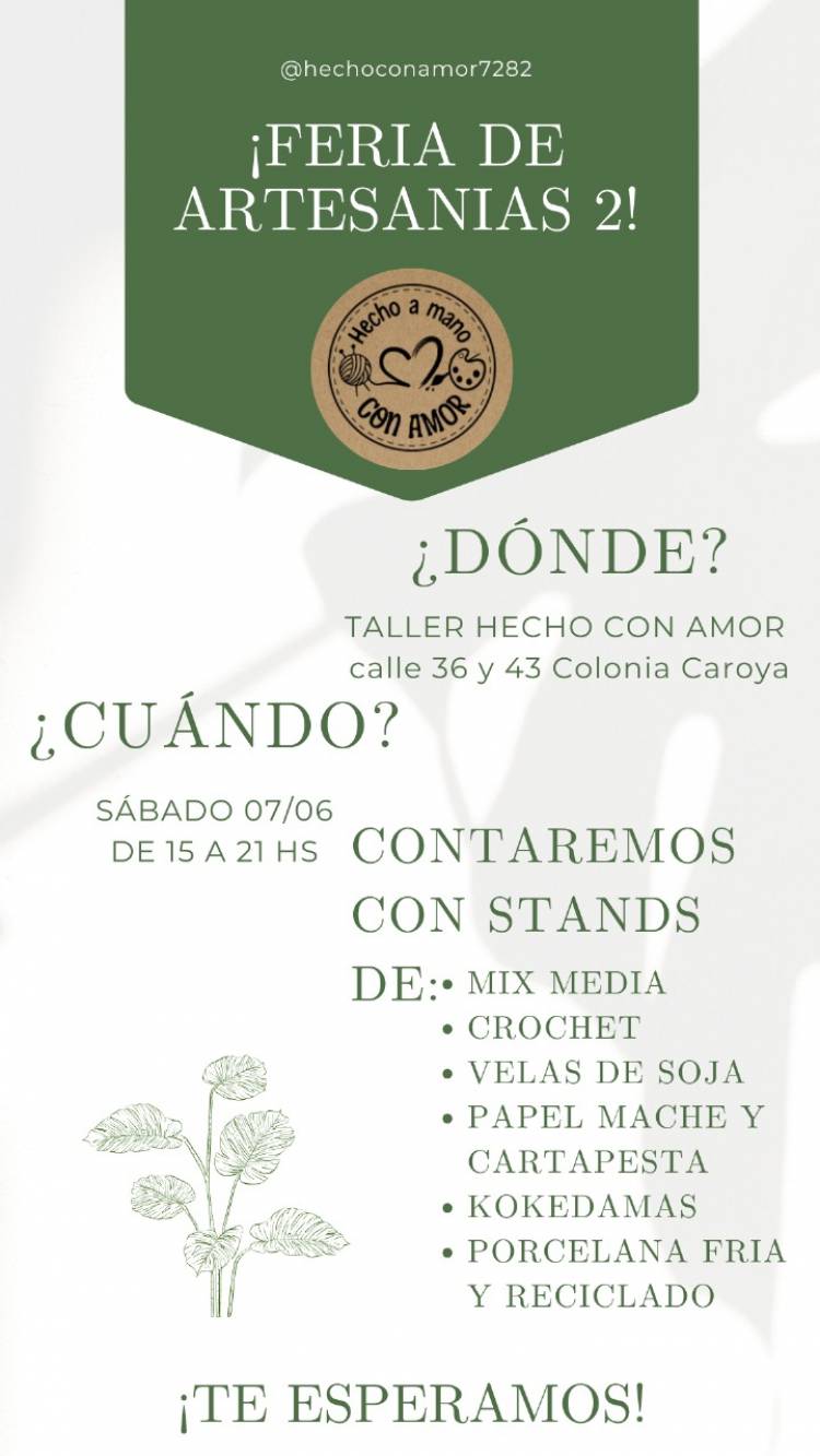 #ColoniaCaroya : Se viene la Feria de Artesanías 2 en Colonia Caroya
