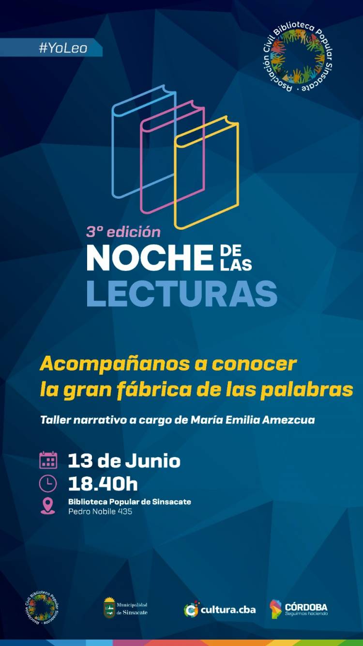 #Sinsacate : La Biblioteca Popular de Sinsacate se suma a la "3° Edición de la Noche de las Lecturas" Una jornada especial para celebrar las palabras, los libros y el encuentro. 