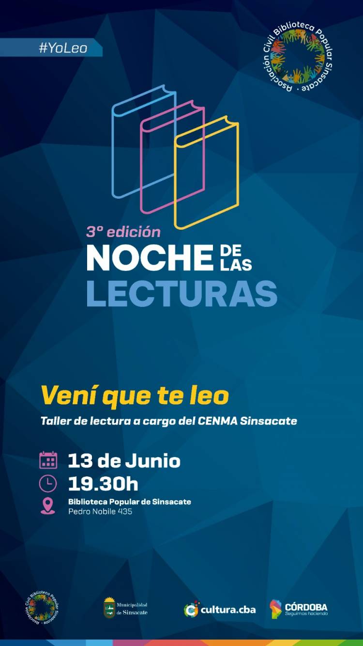 #Sinsacate : La Biblioteca Popular de Sinsacate se suma a la "3° Edición de la Noche de las Lecturas" Una jornada especial para celebrar las palabras, los libros y el encuentro. 