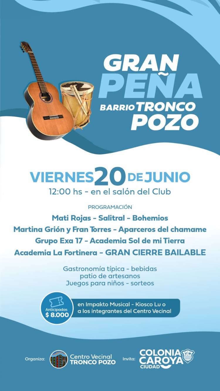 #ColoniaCaroya : Peña Día de la Bandera en Tronco Pozo