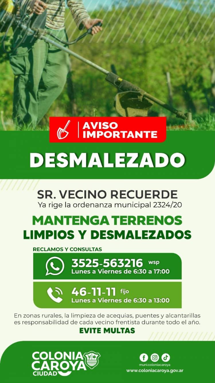 #COLONIACAROYA - Relevamiento sobre desmalezado·