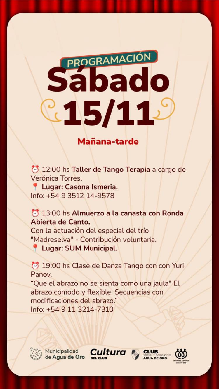 #AguadeOro: El tango vuelve a sonar entre los cerros: Agua de Oro se viste de gala