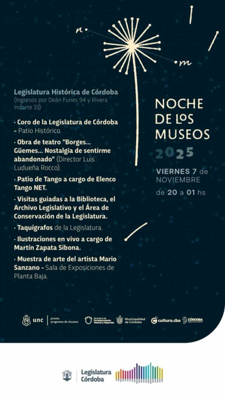#PROVINCIALES: La Legislatura de Córdoba volverá a ser parte de “La Noche de los Museos”
