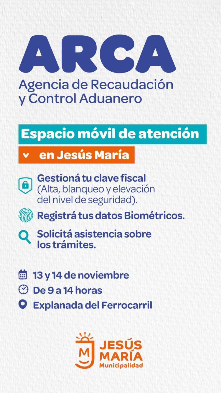 #JesusMaria: Rentas Córdoba y ARCA brindarán atención en Jesús María con sus oficinas móviles