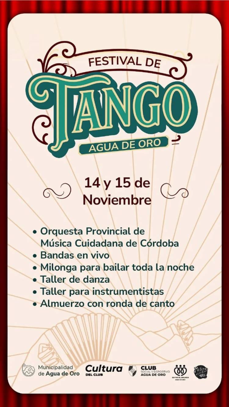 #AguadeOro: AGUA DE ORO VIVIRÁ SU PRIMER FESTIVAL DE TANGO