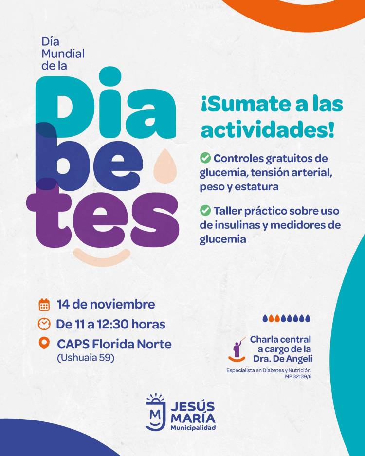 #JesusMaria: Jesús María realizará una jornada concientización y controles gratuitos por el Día Mundial de la Diabetes
