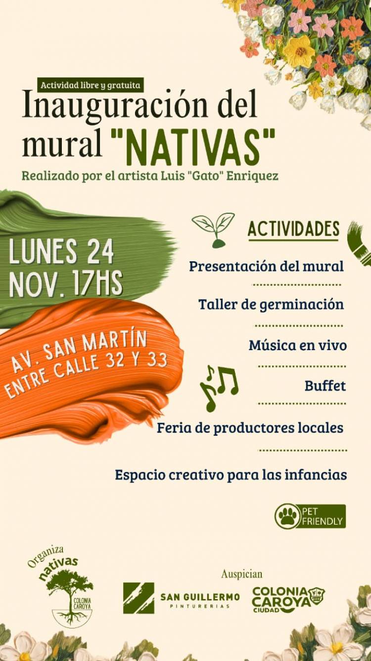 #COLONIACAROYA - inaugura el mural “Nativas”, una celebración comunitaria del arte y la naturaleza