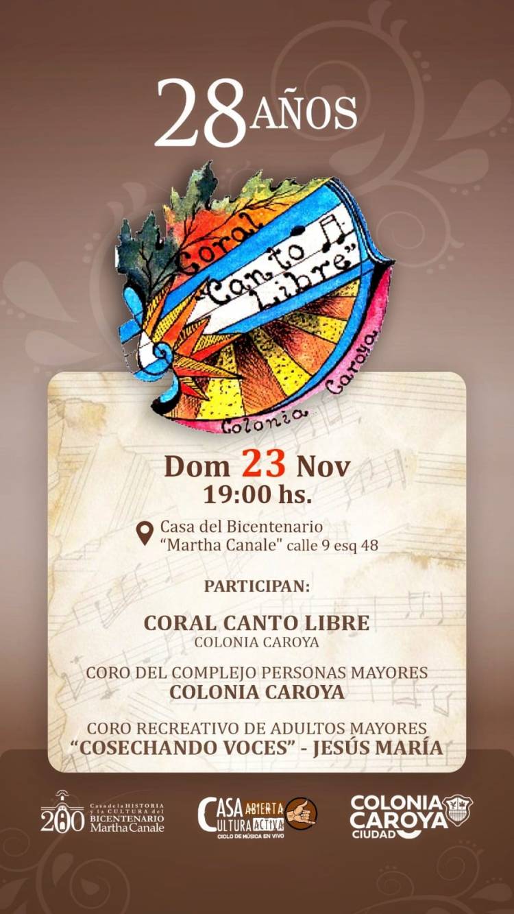 #ColoniaCaroya: El Coro Canto Libre celebra 28 años de música y comunidad en Colonia Caroya