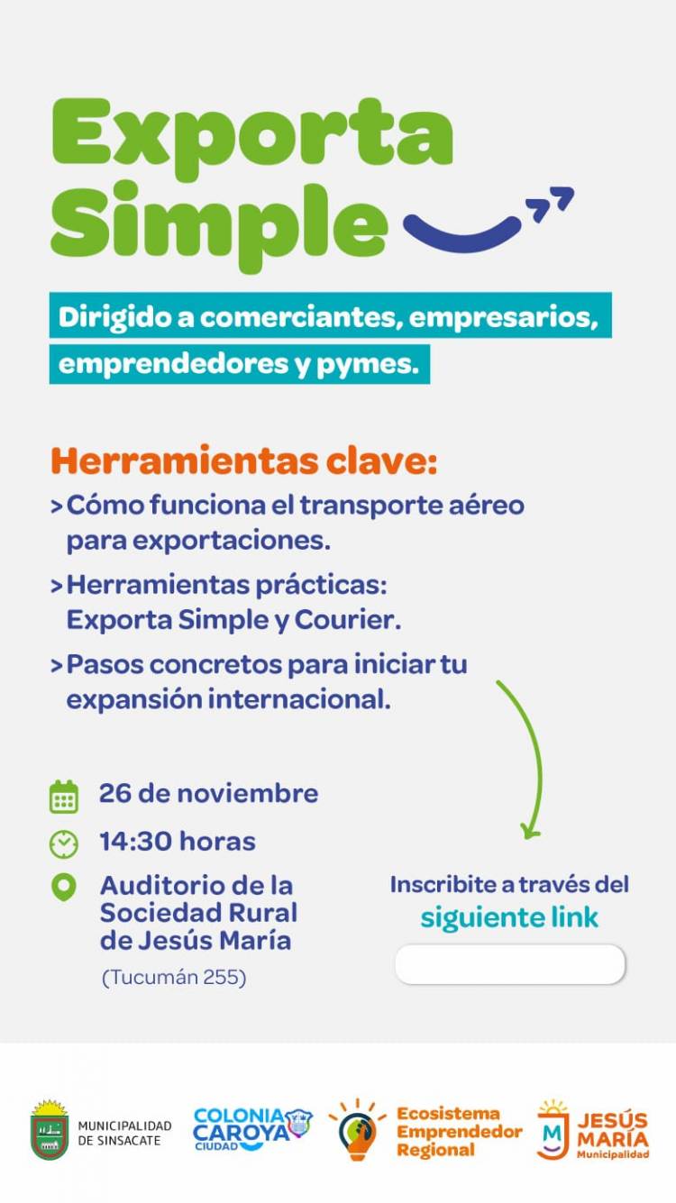 #JesusMaria: Jesús María invita a una capacitación clave para emprendedores y pymes sobre regímenes de exportación