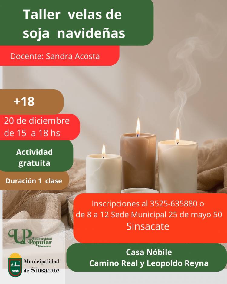 #Sinsacate: Sinsacate ofrece un taller gratuito de velas de soja navideñas