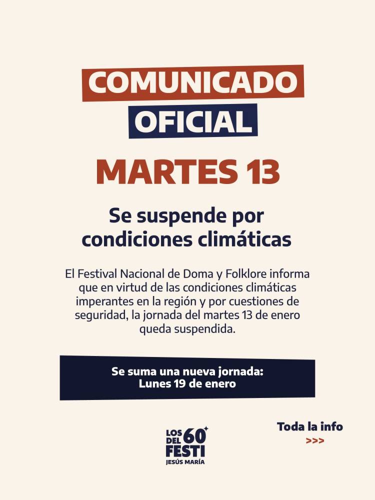 #JMmodoFestival - Dia Martes 13 suspendido por lluvias